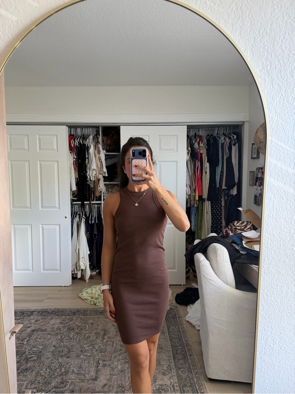 Old Navy Brown Ribbed Sleeveless Mini Dress